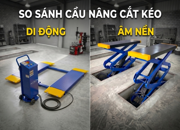 Cầu nâng cắt kéo: Nên chọn âm nền hay di động cho gara của bạn?